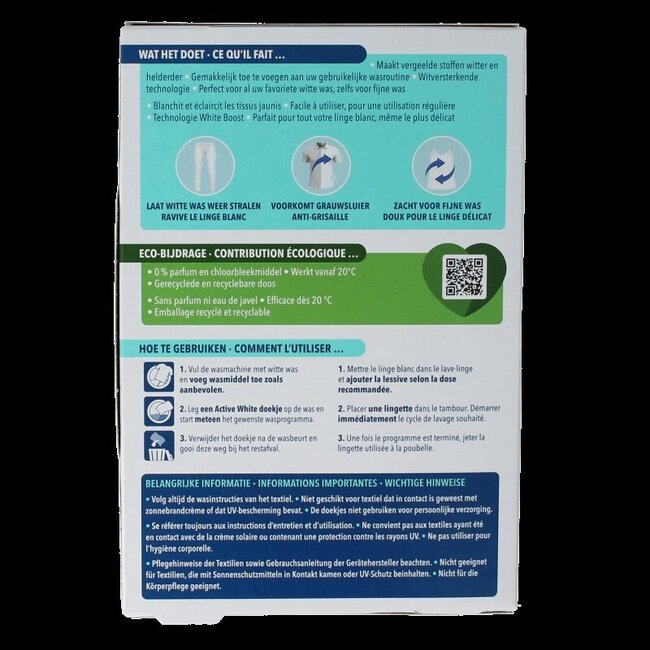 Lingettes Active White 15 pièces