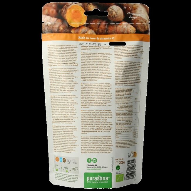 Curcuma en poudre vegan bio 200 g