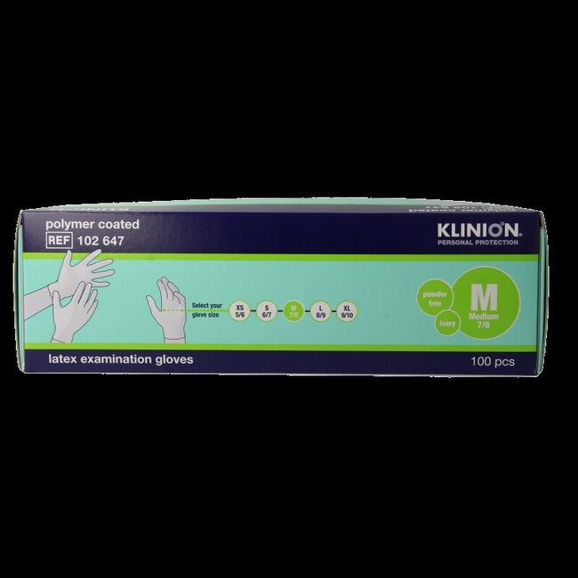 Gants d'examen Klinion Protection en latex taille M non poudrés 100 pièces