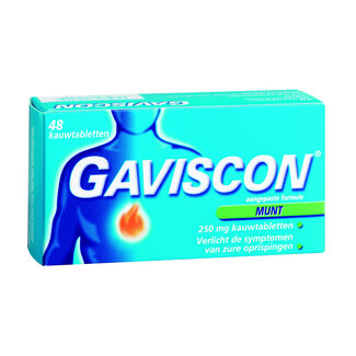 Gaviscon Pepermunt 250 48 Kauwtabletten