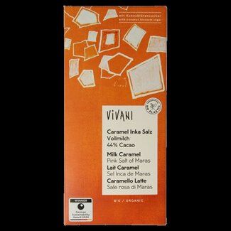 Vivani Chocolat au lait caramel sel de mer sucre de fleur de coco bio 80 g