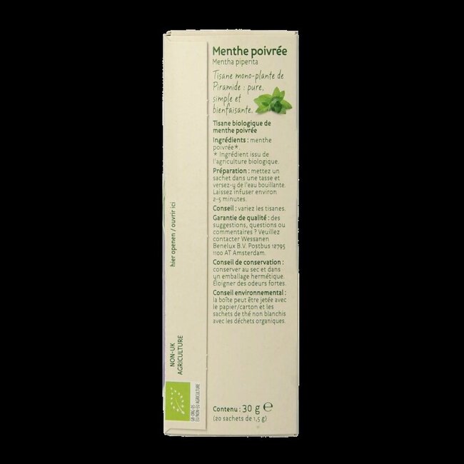 Pepermunt thee eko bio 20 Zakjes
