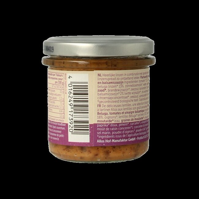 Tartinade de lentilles beluga au vinaigre balsamique bio 140 g