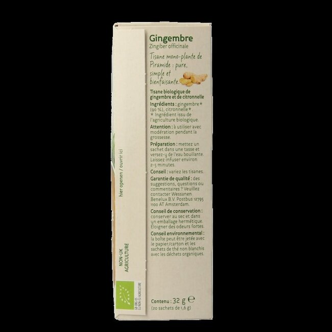 Thé au gingembre bio 20 sachets