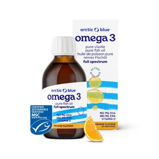 Arctic Blue Omega 3 pure visolie met vitamine D 150 Milliliter