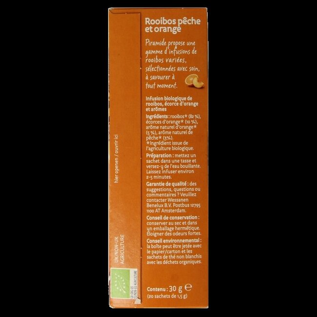 Rooibos perzik sinaasappel thee bio 20 Zakjes