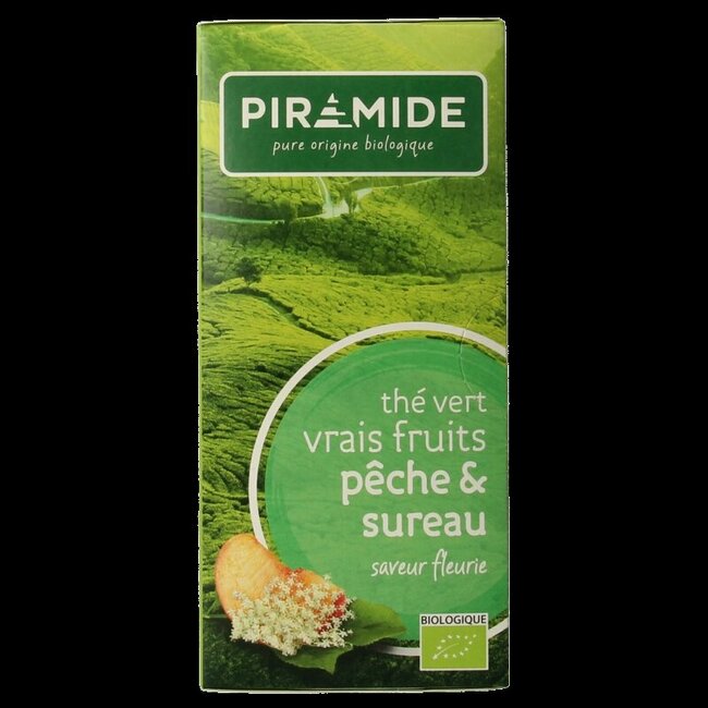 Groene thee perzik vlierbloesem bio 20 Zakjes