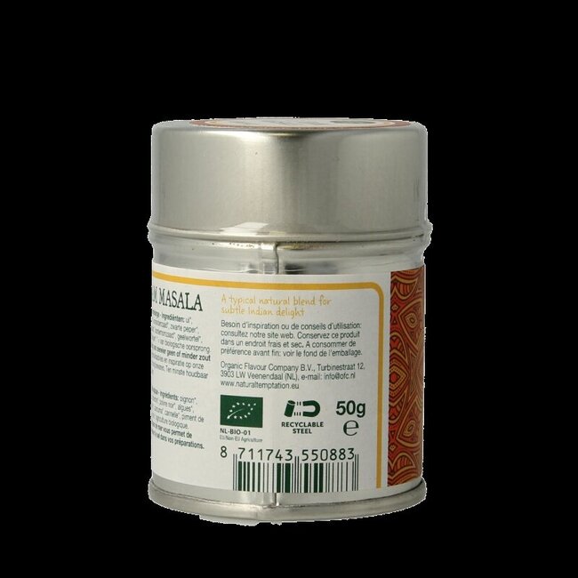 Garam masala blikje natural spices bio 50 Gram
