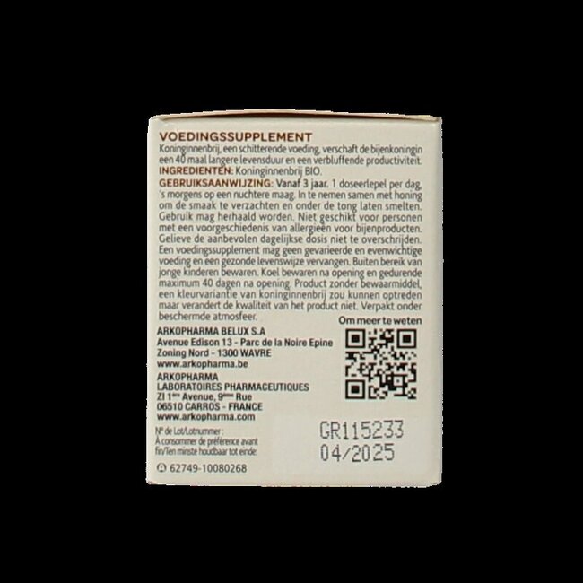 Royal jelly 100% koninginnebrij bio 40 Gram