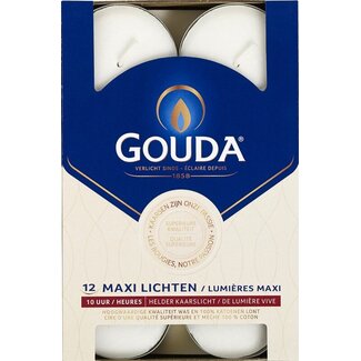 Gouda Maxi waxinelicht 10 uur wit 12 Stuks