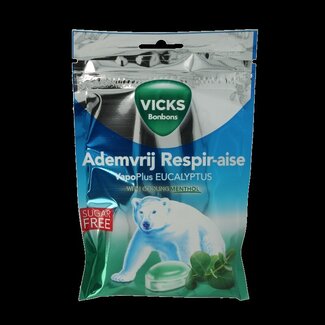 Vicks Ademvrij eucalyptus suikervrij bag 72 Gram