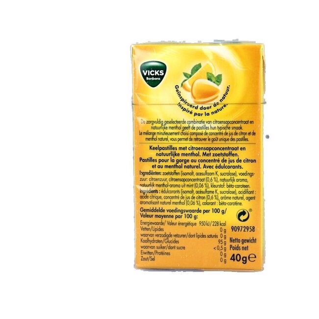 Citroen menthol suikervrij 40 Gram