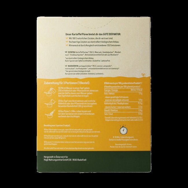 Purée de pommes de terre bio 160 g