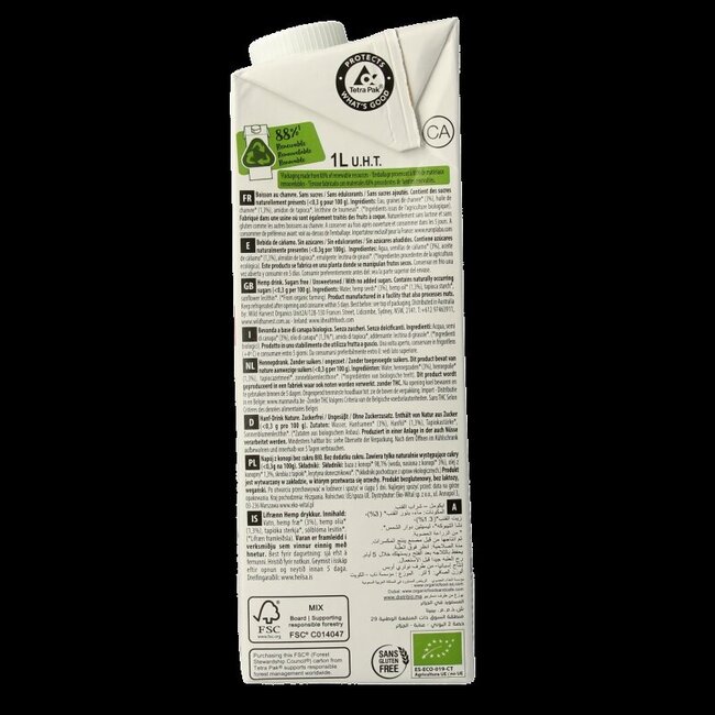 Hennepdrank naturel bio 1 Liter