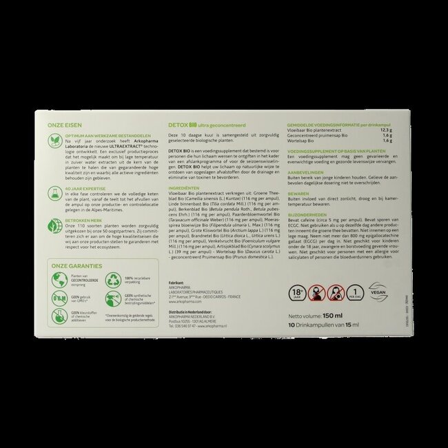 Detox drinkampullen 15ml bio 10 Ampullen