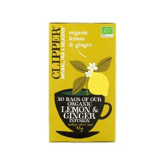 Clipper Lemon & ginger tea bio 20 Zakjes