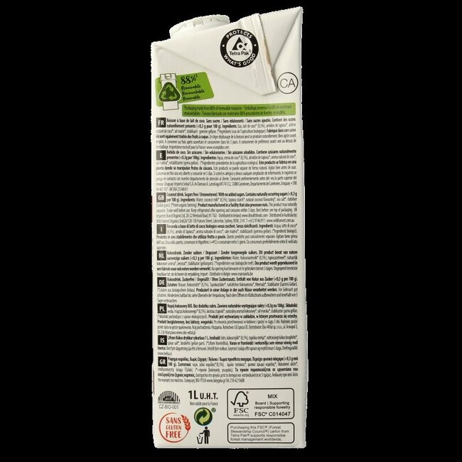 Lait de coco nature bio 1 litre