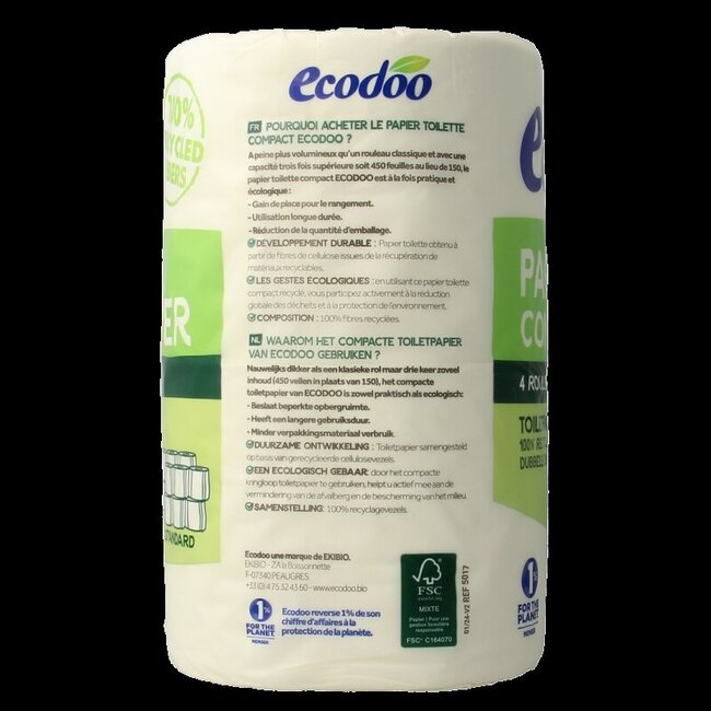 Papier toilette compact écologique bio 4 rouleaux