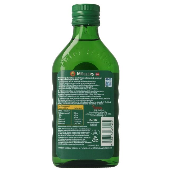 Omega-3 levertraan citroen 250 Milliliter