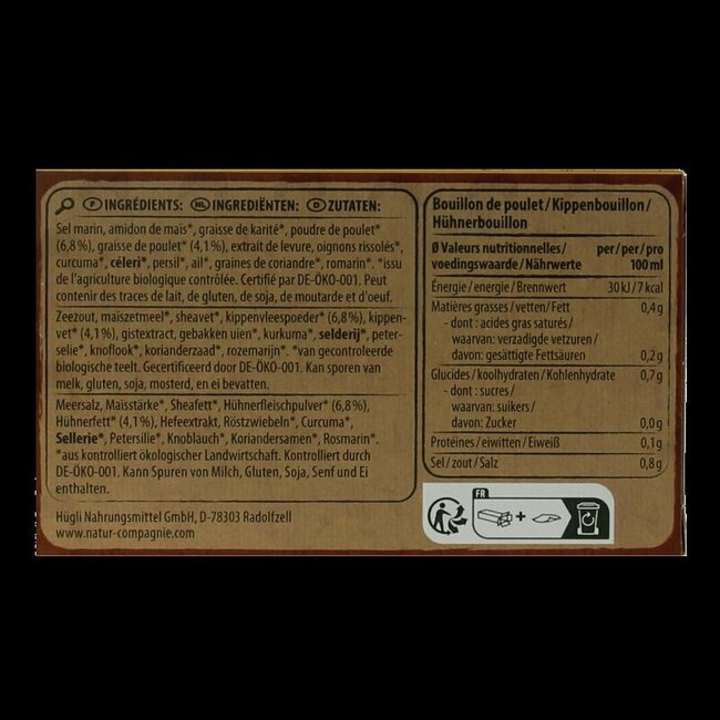 Kippenbouillon 8 blokjes bio 88 Gram
