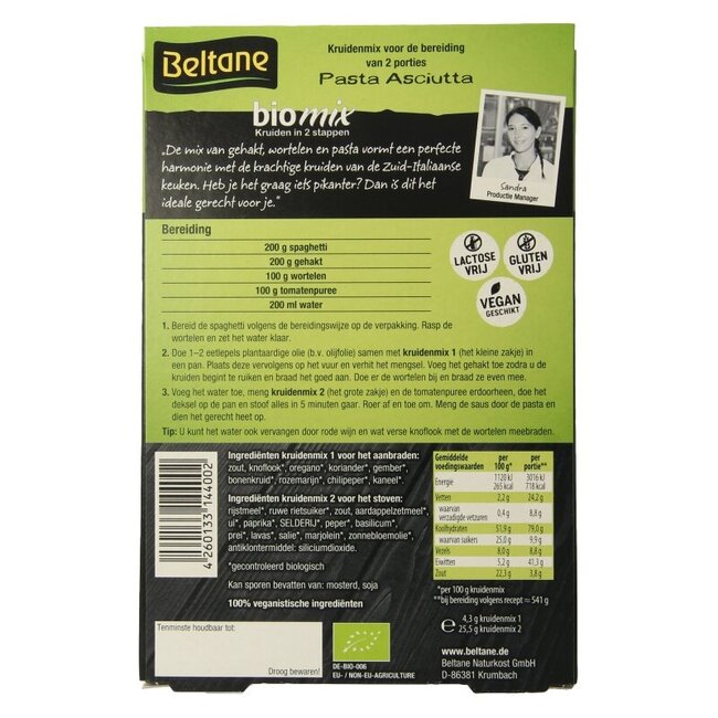 Mélange bio pour spaghetti à la sicilienne Asciutta 29,8 g