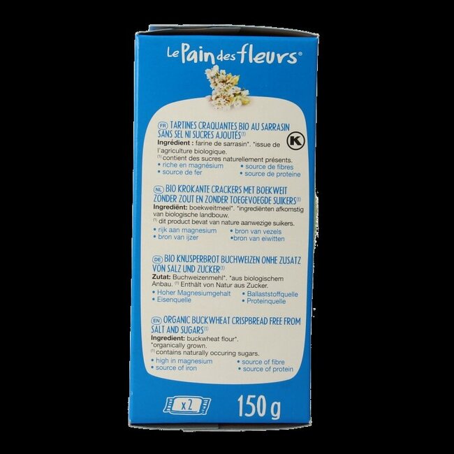 Crackers de sarrasin sans sel ni sucre bio 150 g