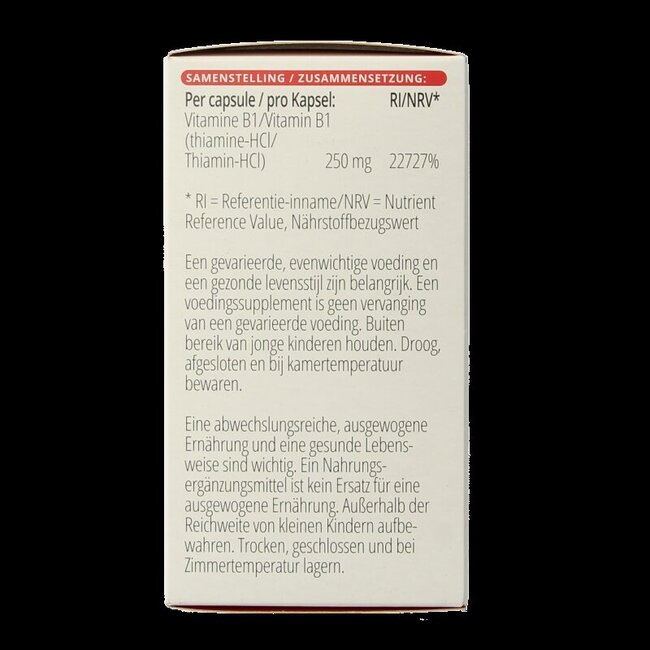 Vitamine B1 Thiamine 250 mg 100 Gélules