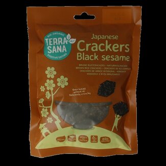 TerraSana Japanse bruine rijstcrackers zwarte sesam bio 60 Gram
