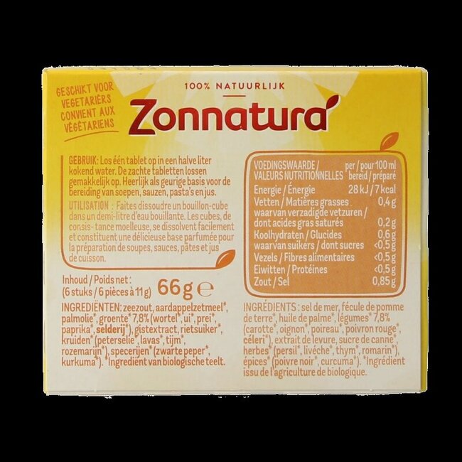 Groentebouillon tablet 11 gram bio 6 Stuks
