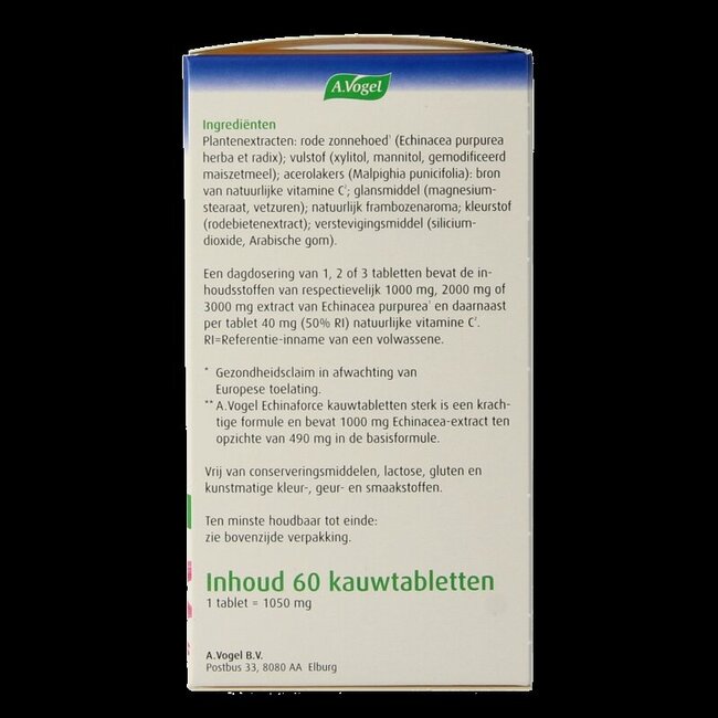 Echinaforce kauwtablet sterk + vitamine C 60 Kauwtabletten
