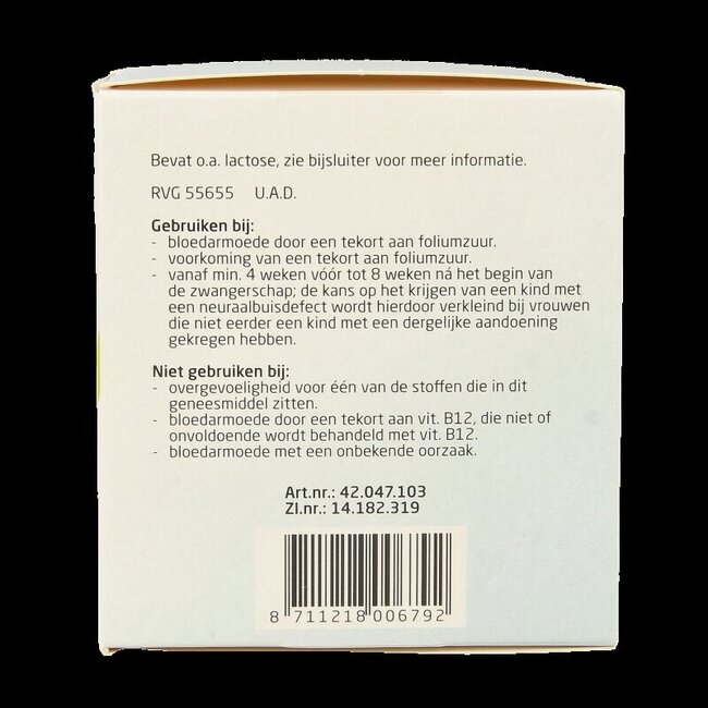 Foliumzuur 0.5 250 Tabletten