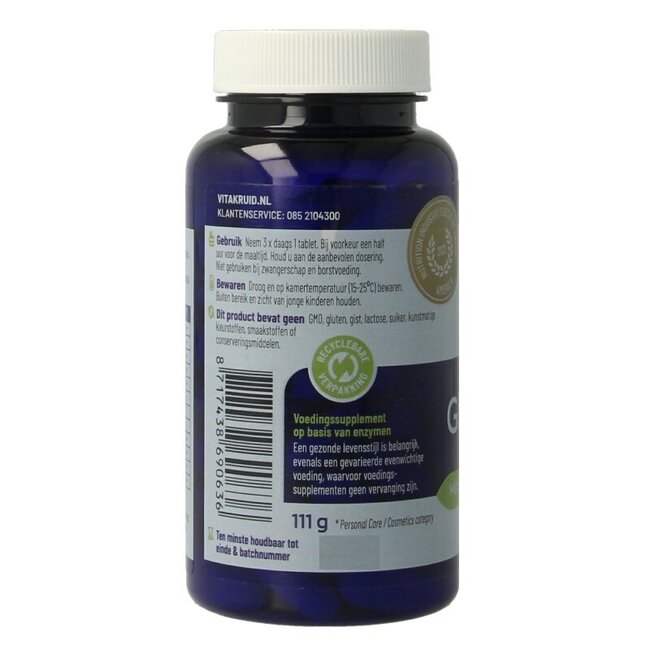 Glutazyme oa Spijsverteringsenzymen en L-Glutamine 90 Tabletten