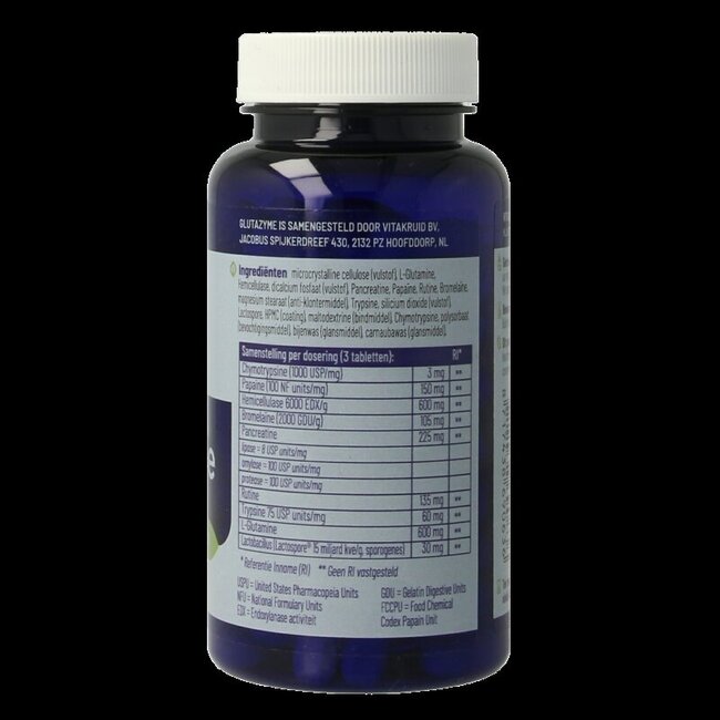 Glutazyme avec enzymes digestives et L-Glutamine 90 comprimés