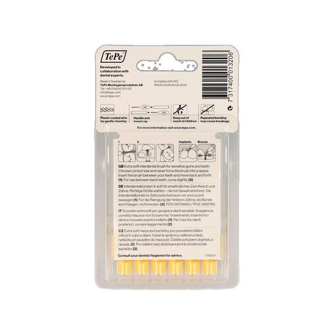 Brossette interdentaire extra souple jaune clair taille 4 6 pièces