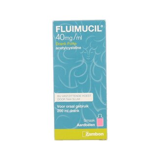 Fluimucil Drank 40mg/ml forte aardbei 200 Milliliter