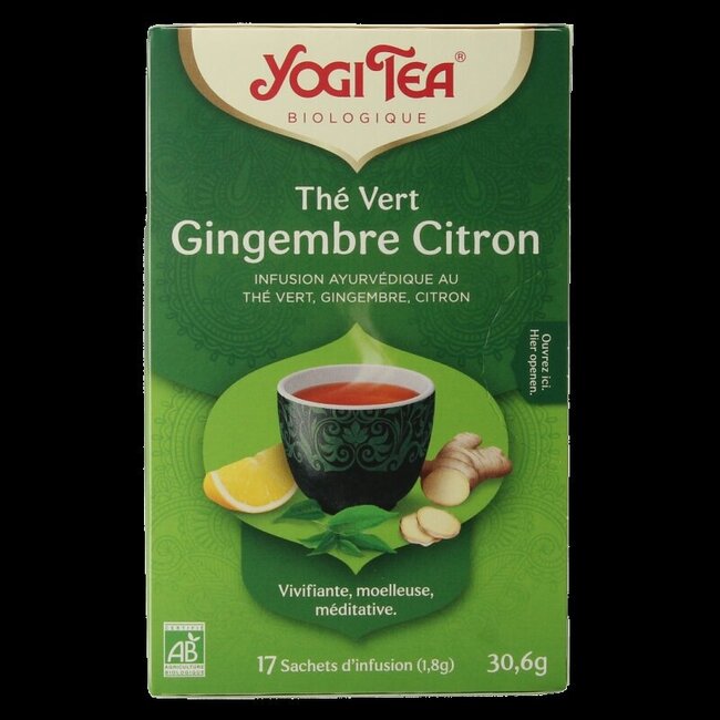 Thé vert gingembre citron bio 17 sachets