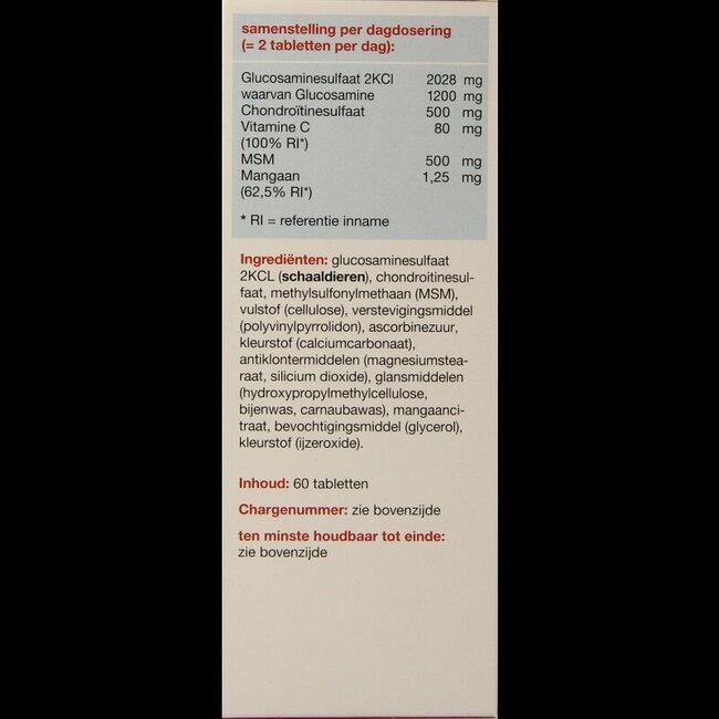 Glucosamine & chondroïtine MSM manganèse 60 comprimés