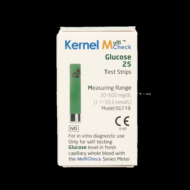 Multicheck glucose strips 25 Stuks