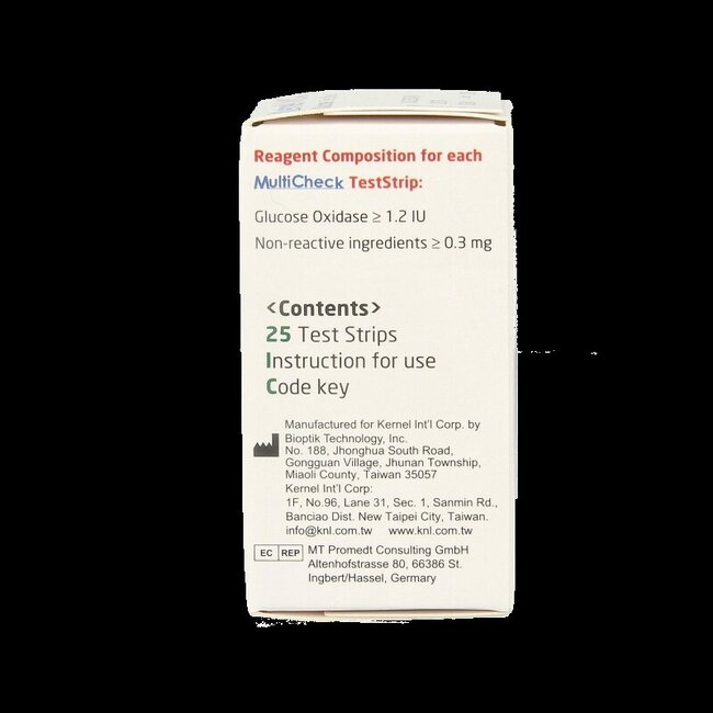 Bandelettes de glucose Multicheck 25 pièces