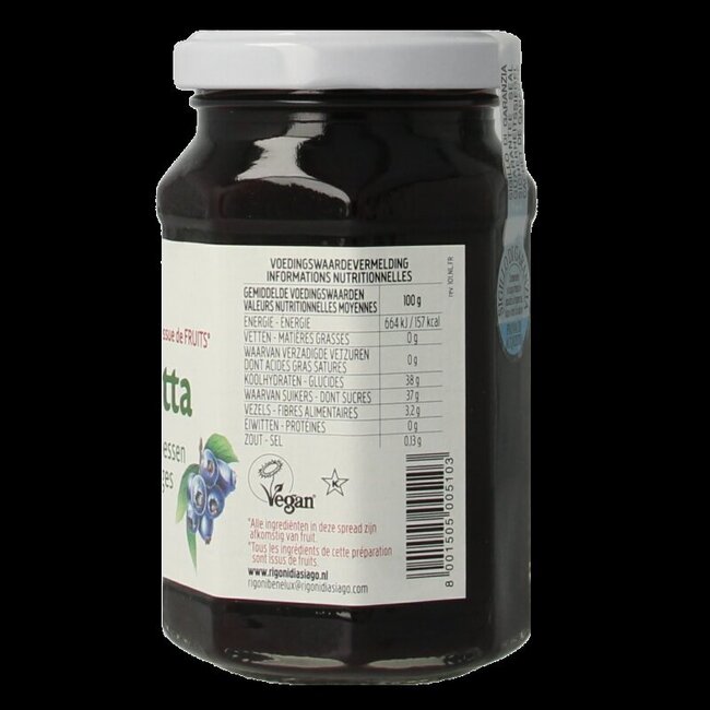 Blauwe bosbesjam bio 250 Gram