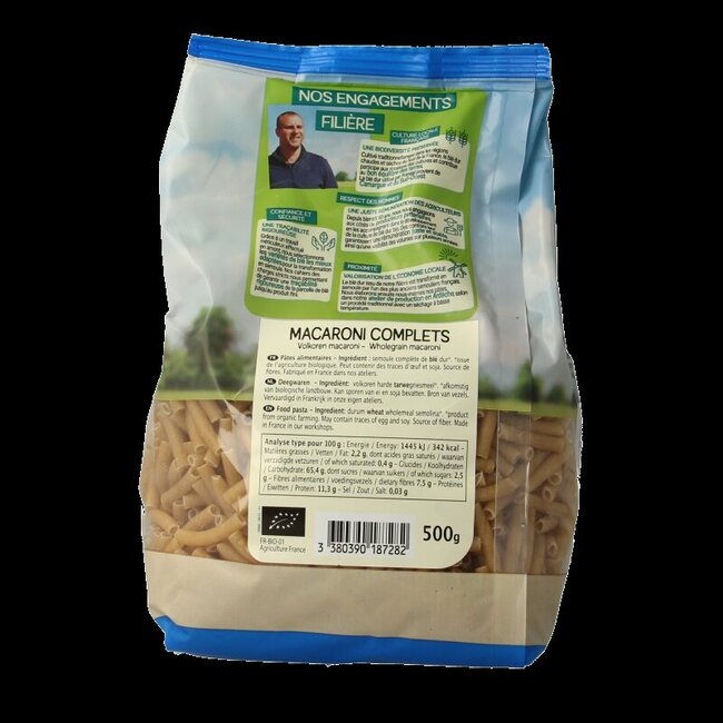 Volkoren macaroni bio 500 Gram