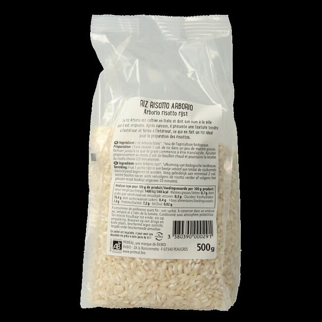 Riz Arborio blanc pour risotto bio 500 g