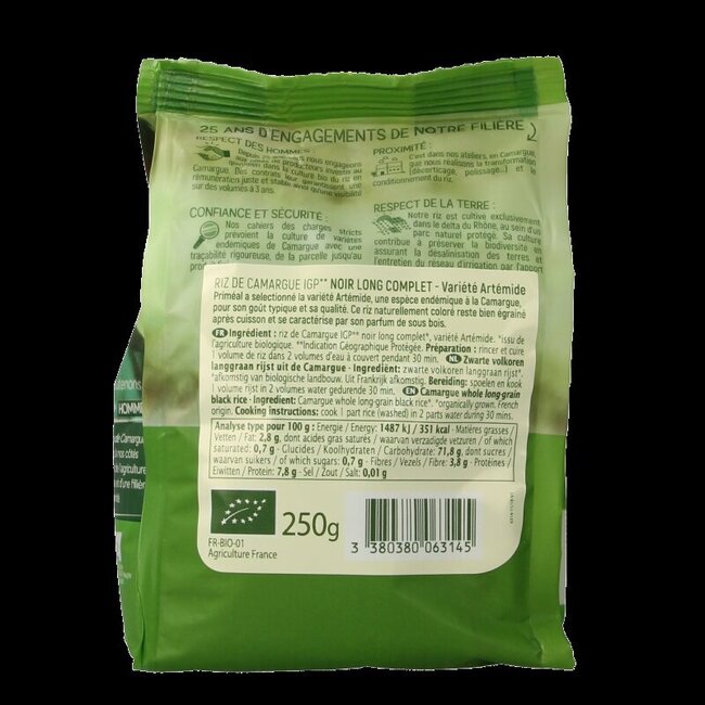 Riz noir complet long de Camargue bio 250 g