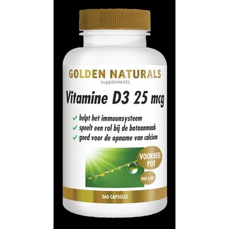 Golden Naturals Vitamine D3 25mcg 360 Capsules