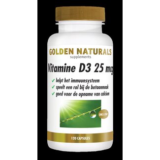 Golden Naturals Vitamine D3 25mcg 120 Capsules