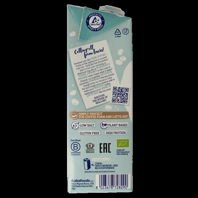 Boisson au soja barista bio 1 litre