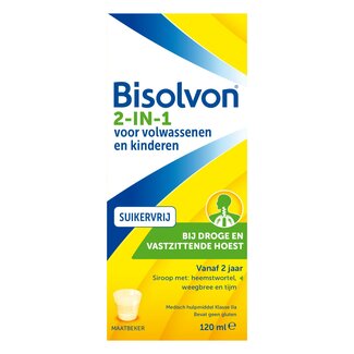 Bisolvon Drank 2-in-1 suikervrij 120 Milliliter