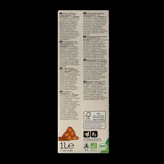 Amandel drink suikervrij bio 1 Liter