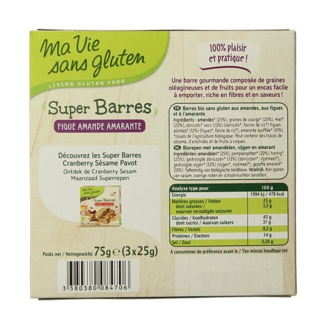 Super repen amandel vijg amarant glutenvrij bio 75 Gram