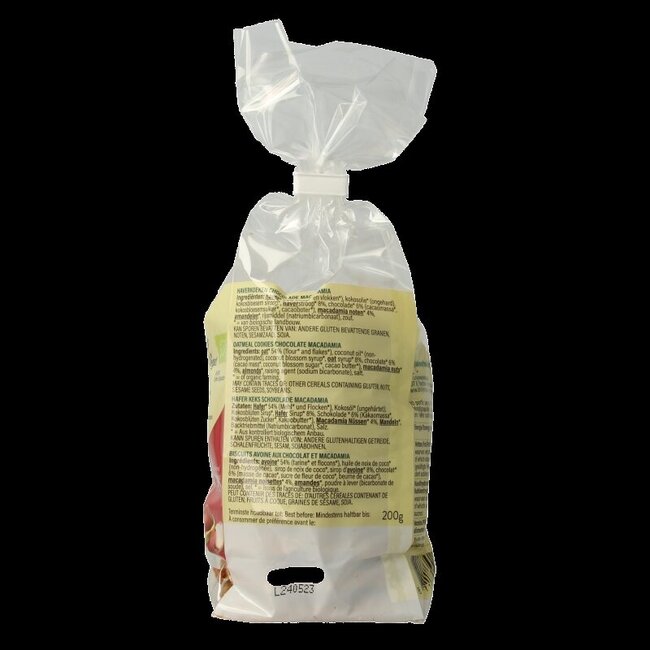 Biscuits à l'avoine macadamia et chocolat bio 200 g